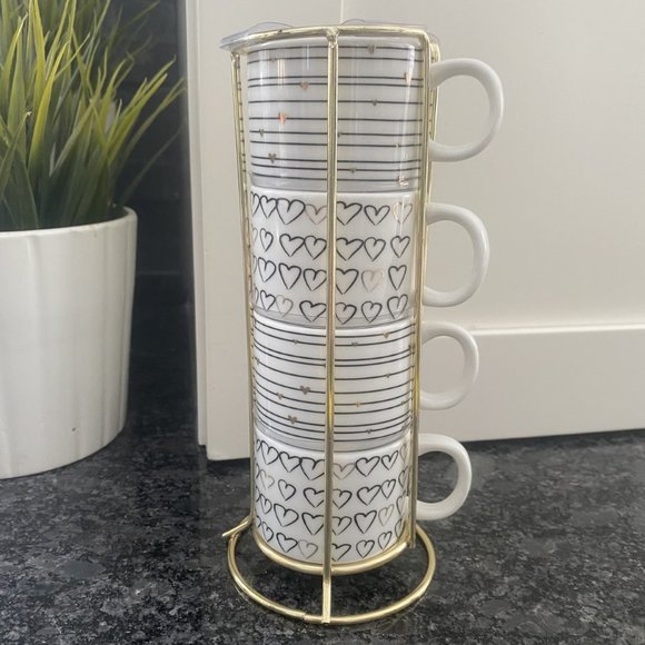 Expresso Coffee Cups White/Gold Set 4 - Picture 2 of 6